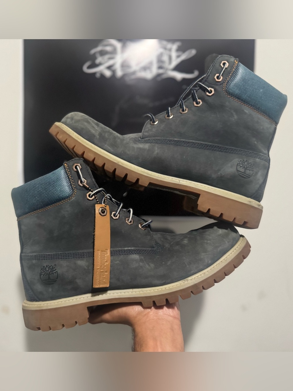 Navy Blue suede hightop Timberland boots size 11 men